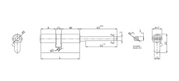 Цилиндровый механизм Kale kilit (Кале килит) под вертушку (дл.шток) 164 SX/76 (40+10+26) mm латунь 5 кл. - фото 83489