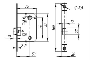 Защелка Armadillo (Армадилло) врезная METLH720-50 (LH 720-50) AB бронза Box на 70мм /прям/ - фото 84380
