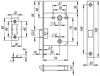 Защелка Fuaro (Фуаро) врезная PLASTP72-50 (P72-50) GP латунь - фото 84428