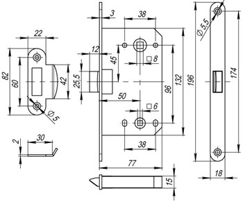 Защелка Fuaro (Фуаро) PLASTP96WC-50 (P96WC-50) GP латунь - фото 84446