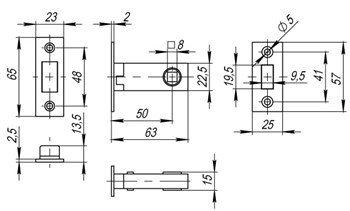 Защелка Fuaro (Фуаро) врезная MAGNM12-50-25 (M12-50-25) AB бронза - фото 84455