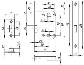 Защелка Fuaro (Фуаро) врезная MAGNET M72-50 AB бронза - фото 84473