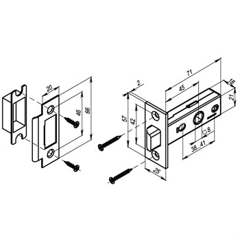 Защелка Punto (Пунто) врезная METL45-8 ( L45-8) CFB кофе глянец - фото 84531
