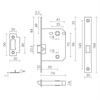 Защелка Fuaro (Фуаро) врезная PLASTP72-50 (P72-50) BL черный - фото 84640