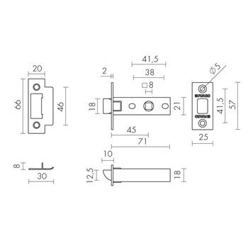 Защелка Fuaro (Фуаро) врезная METF12-45-25 (F12-45-25) WH белый - фото 84666