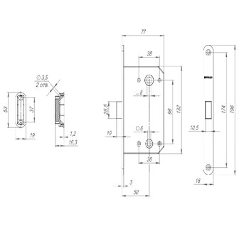 Защелка Fuaro (Фуаро) врезная MAGNM96WC-50 (M96WC-50) AB бронза - фото 84677