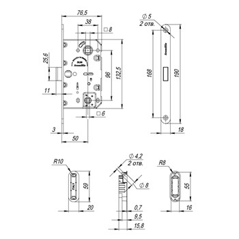 Магнитная Armadillo (Армадилло) защелка WC с ответной планкой GRAVITY G01.190.50.96 SN мат никель - фото 84719