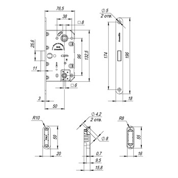 Магнитная Armadillo (Армадилло) защелка WC с ответной планкой GRAVITY G01.196.50.96 SN мат никель - фото 84731