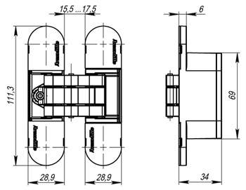 Петля скрытой установки с 3D-регулировкой Armadillo 11160UN3D (Architect 3D-ACH Universal 60) SC «матовый хром» - фото 85479