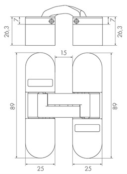 Петля Armadillo (Армадилло) скрытой установки без регулировки UNIVERSAL WA SC Матовый хром - фото 85500