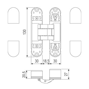 E30200.92.93 (черный) петля AGB (АГБ) ECLIPSE 2.1 (4 накладки в комплекте), 60 кг. - фото 85553