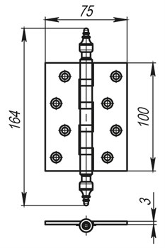 Петля Armadillo (Армадилло) универсальная IN4500UB AВ (500-B4) 100x75x3 бронза Box - фото 85578
