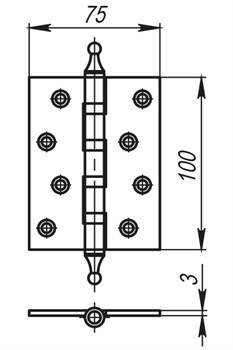 Петля Armadillo (Армадилло) универсальная IN4500UA AВ (500-A4) 100x75x3 бронза Box - фото 85584
