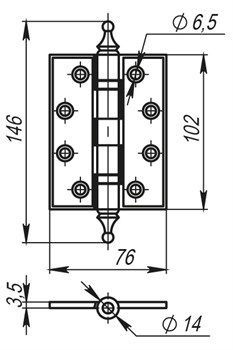 Петля Armadillo (Армадилло) универсальная Castillo CL 500-A4 102x76x3,5 AS Античное серебро - фото 85671