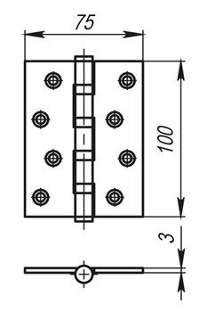 Петля Armadillo (Армадилло) универсальная IN4500UC AC (500-C4) 100x75x3 медь Box - фото 85677