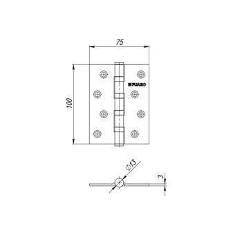 Петля Fuaro (Фуаро) универсальная IN6400U PB (4BB 150x95x3) латунь - фото 85743