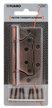 Петля Fuaro (Фуаро) универсальная без врезки IN4500W-BL AB (500-2BB/BL 100x2,5) бронза БЛИСТЕР - фото 85821