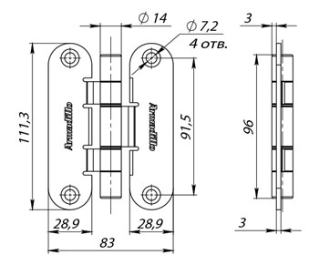 Петля Armadillo (Армадилло) универсальная OPTIMUM AB Бронза - фото 85894