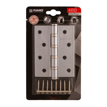 Петля Fuaro (Фуаро) универсальная IN4400U-BL WР (4BB/BL 100x75x2,5) белый жемчуг БЛИСТЕР - фото 86088