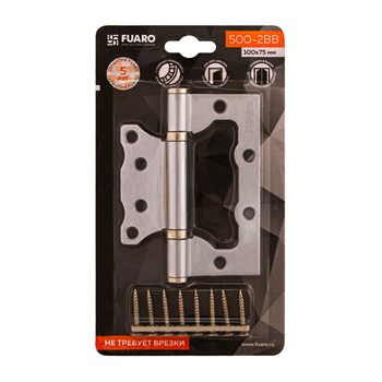 Петля Fuaro (Фуаро) универсальная без врезки IN4500W-BL WP (500-2BB/BL 100x2,5) белый жемчуг БЛИСТЕР - фото 86103