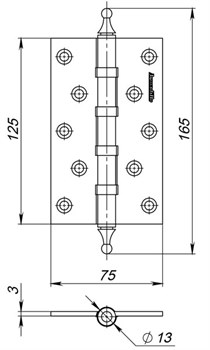 Петля Armadillo (Армадилло) универсальная IN5500UA SN (500-A5) 125х75х3 мат. никель Box - фото 86120