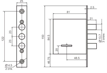 Замок Border (Бордер) врезной сувальдный ЗВ8-8Д/13 с накладками и отв. планкой, 3 кл. /70900/ - фото 86359