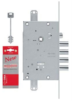 Замок Cisa (Чиза) врезной сувальдный с защёлкой NEW CAMBIO FACILE 57.685.48 (тех. упаковка), ключ 64 мм - фото 86413