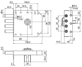 Замок Elbor (Эльбор) врезной сувальдный RеХ.2.1, 3 кл. - фото 86452