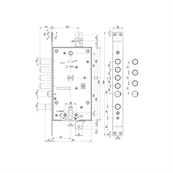 Замок Mottura (Моттура) врезной двухсистемный 54.787, (без накладок) ключ 60 мм - фото 86500