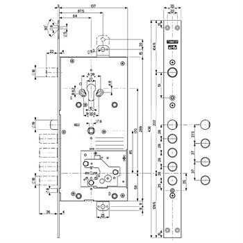 Замок Mottura (Моттура) врезной двухсистемный 54.J939M-S MyKey (левый), перекод. с торца, кл. 40 мм, без накл. - фото 86570