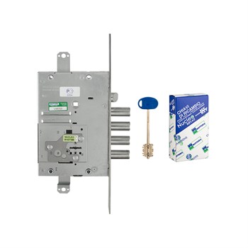Замок Mottura (Моттура) врезной сувальдный с защёлкой 52.J535M-S MyKey (левый), ключ 60 мм, без накл. - фото 86587