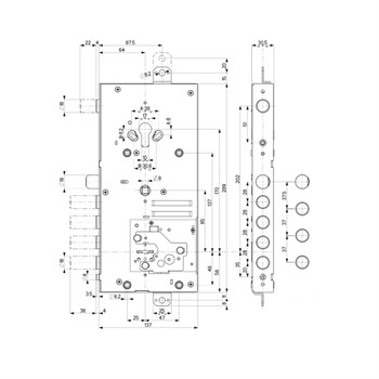Замок Mottura (Моттура) врезной двухсистемный 54.J919M-D MyKey (правый), перекод. с торца, кл. 60 мм, без накл. - фото 86589