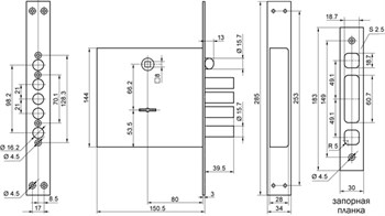 Замок Border (Бордер) врезной сувальдный с защёлкой ЗВ9-8 МК4Т/15 с тягами, 5 кл. /77741/ - фото 86613