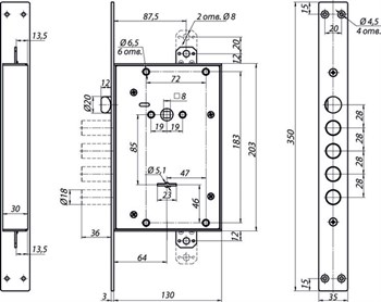 Замок Mettem (Меттэм) врезной сувальдный с защёлкой ЗВ9 343.1.1 с тягами, 5 кл. - фото 86624