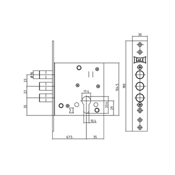 Корпус Kale kilit (Кале килит) врезного цилиндрового замка 447 w/b - фото 86626