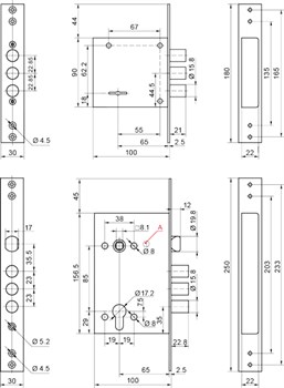 Комплект Border (Бордер) врезных замков BORDER Grand 2 (ЗВ8-8Г/15, ЗВ4-3/85Г), 5 кл. /87310+79048/ - фото 86639