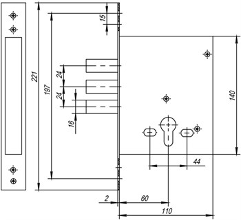 Корпус Cisa (Чиза) врезного замка BLOCKATOR 56.426 - фото 86666