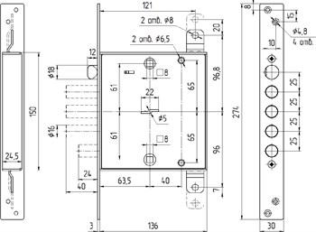 Замок Mettem (Меттэм) врезной сувальдный с защёлкой ЗВ9 144.1.0-Ц с тягами, 5 кл. - фото 86727