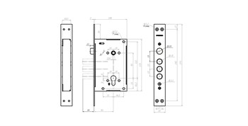 Корпус Guardian (Гардиан) врезного замка с защёлкой ЗВ 22.11 Т /128:5363/ - фото 86774