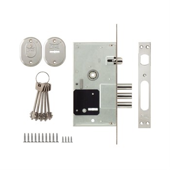 Замок Kale kilit (Кале килит) врезной сувальдный с защёлкой 252/RL, 5 кл. (кл. 60 мм) - фото 86808