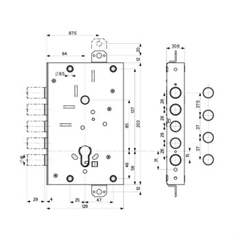Корпус Mottura (Моттура) врезного замка 82.505W800B - фото 86820