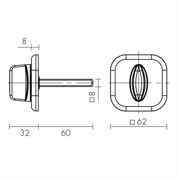 Ручка Fuaro (Фуаро) поворотная BKW8x60 XL (хром) CP-8 - фото 87195