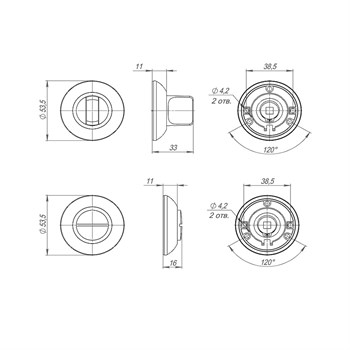 Ручка Punto (Пунто) поворотная BK6.R.ZR54 (BK6 ZR) OB-13 античная бронза - фото 87257