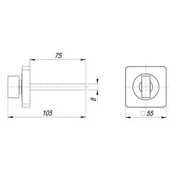 Ручка Armadillo (Армадилло) поворотная BKW8.K.SQ52 (BKW8/SQ) SN-3 матовый никель - фото 87321