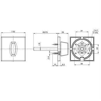 Ручка Fuaro (Фуаро) поворотная BKW8x75.K.RL52 (BKW8x75 RL) SSC-16 сатин. хром - фото 87345