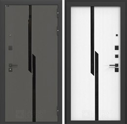 Входная дверь CARBON стекло черное фацет ФЛС-570 Белый софт