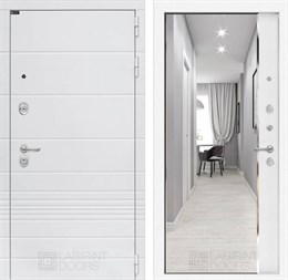 Входная дверь Трендо  с зеркалом Панорама - Белый софт