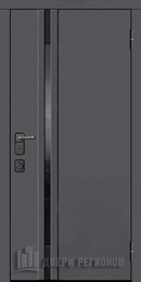 Дверь входная уличная Обсидиан Термо, цвет Серая эмаль, вставка черное стекло, панель - 62001 цвет Керамик Серена