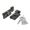 Цилиндровый Fuaro (Фуаро) механизм (200 ZM/80) 2000ZM Knob 80 (35+10+35) BL-24 черный 5Key с вертушкой - фото 129840