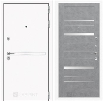 Входная дверь Лайн WHITE 20 - Бетон светлый, зеркальные вставки - фото 103098